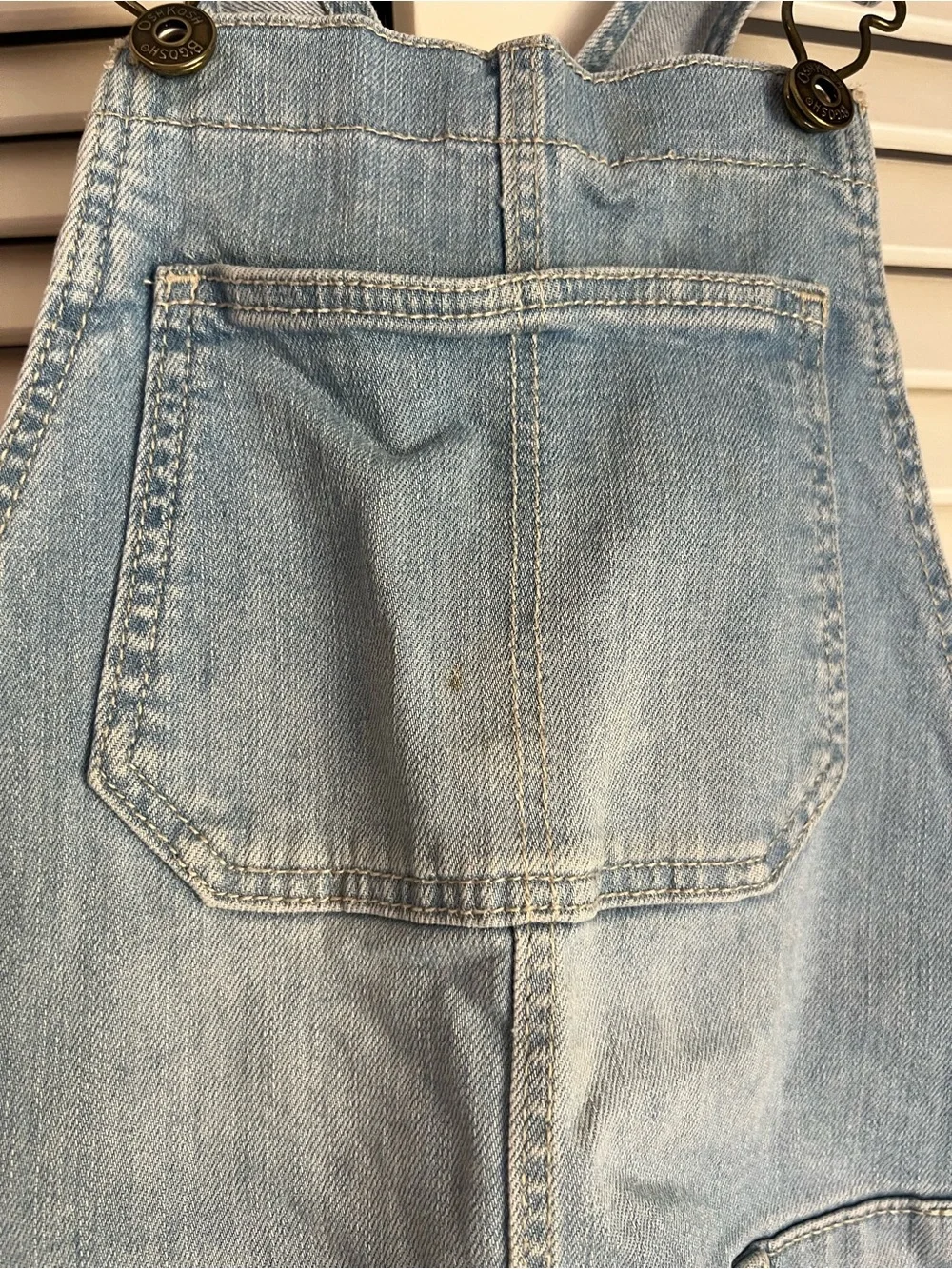 OshKosh B’gosh Girls Denim Shortalls Overalls Lace Trim Size 8